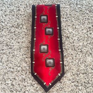 Forte 100% Hand Made Silk Tie Red and Black Pattern